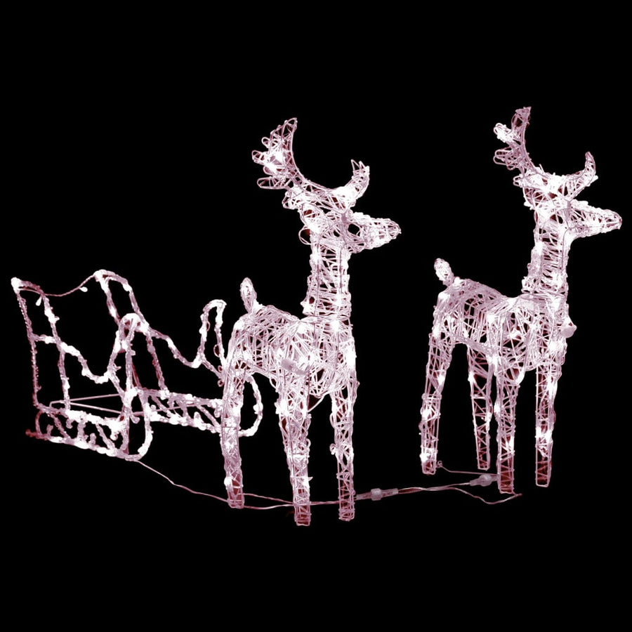 Kerstversiering Rendieren En Slee 60 Led's 30 Cm Acryl 43 x 11 x 55 cm (2 pcs) Warmwit