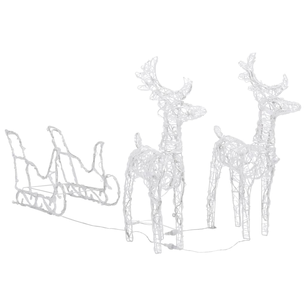 Kerstversiering Rendieren En Slee 60 Led's 30 Cm Acryl 43 x 11 x 55 cm (2 pcs) Warmwit