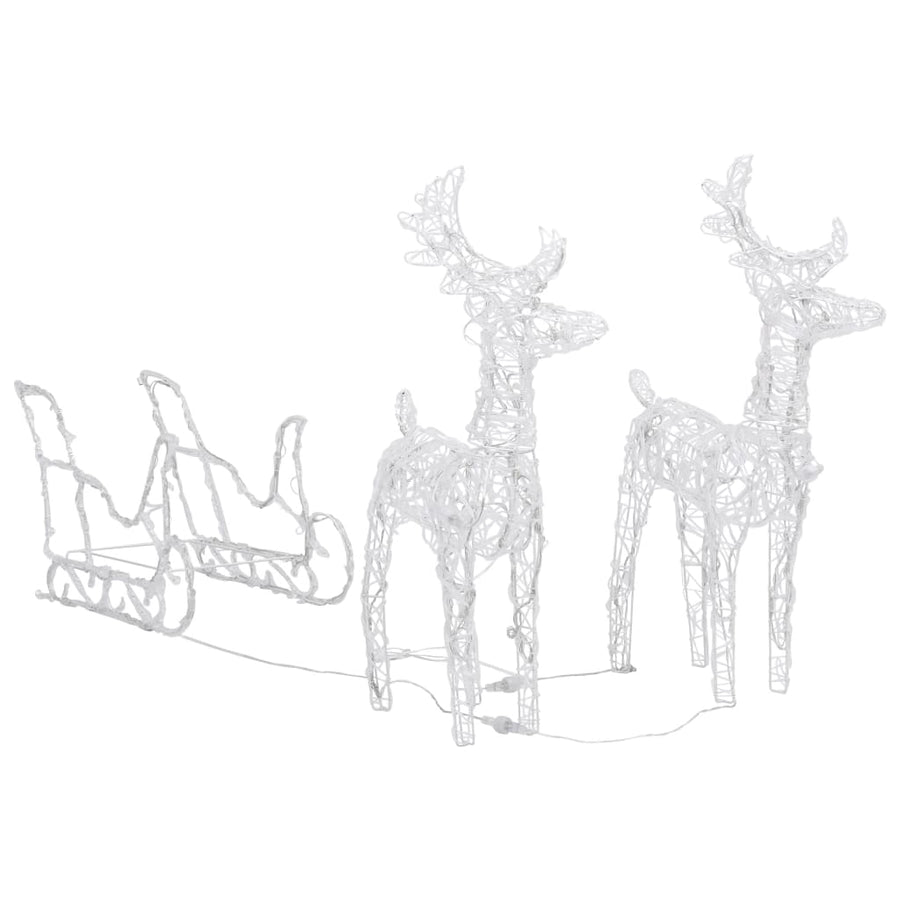 Kerstversiering Rendieren En Slee 60 Led's 30 Cm Acryl 43 x 11 x 55 cm (2 pcs) Warmwit