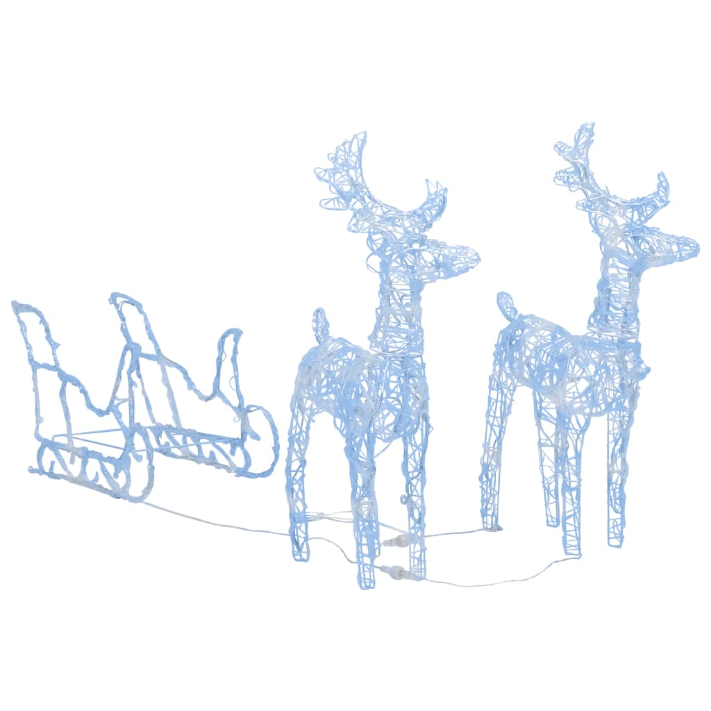 Kerstversiering Rendieren En Slee 60 Led's 30 Cm Acryl 43 x 11 x 55 cm (2 pcs) Blauw