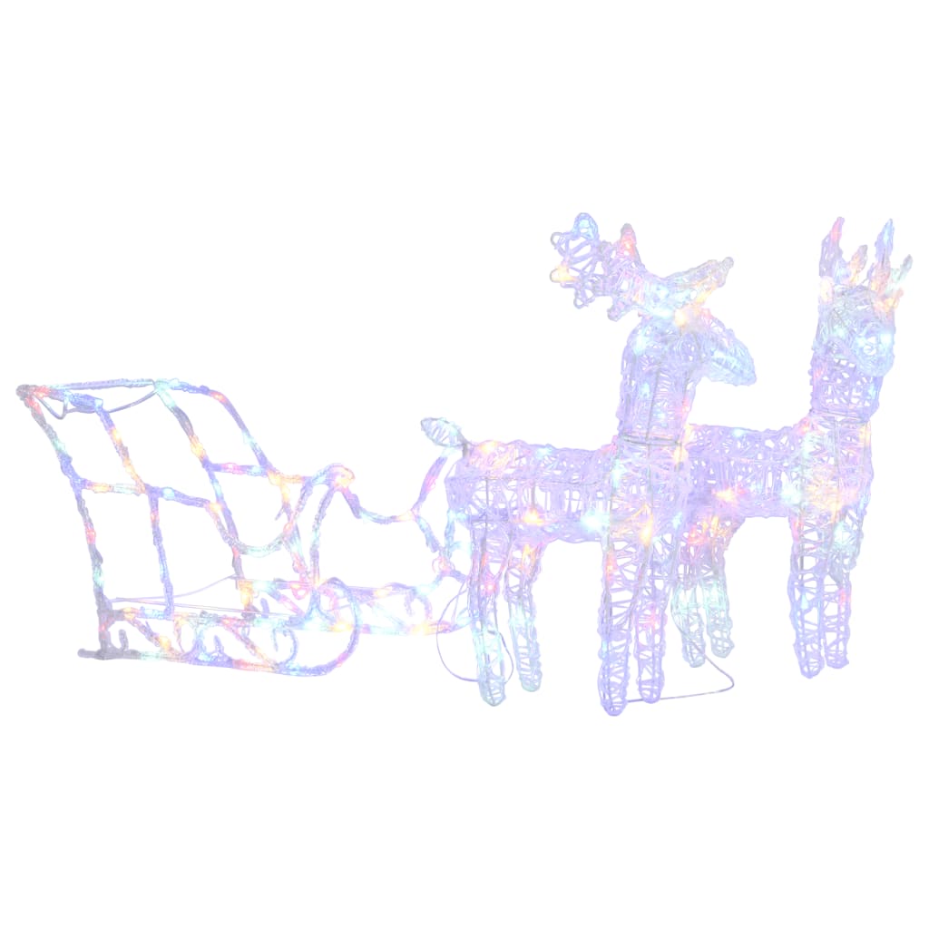 Kerstversiering Rendieren En Slee 60 Led's 30 Cm Acryl 43 x 11 x 55 cm (2 pcs) Multikleur