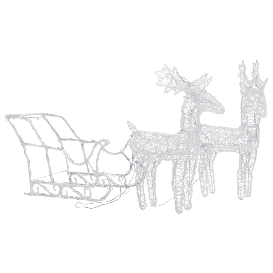 Kerstversiering Rendieren En Slee 60 Led's 30 Cm Acryl 43 x 11 x 55 cm (2 pcs) Multikleur