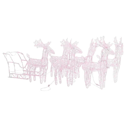 Kerstdecoratie Rendieren En Slee 280X28X55 Cm Acryl 1 43 x 11 x 55 cm (4 pcs) Warmwit
