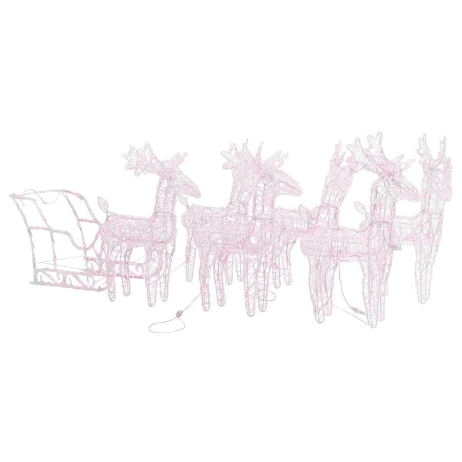 Kerstdecoratie Rendieren En Slee 280X28X55 Cm Acryl 1 43 x 11 x 55 cm (4 pcs) Warmwit