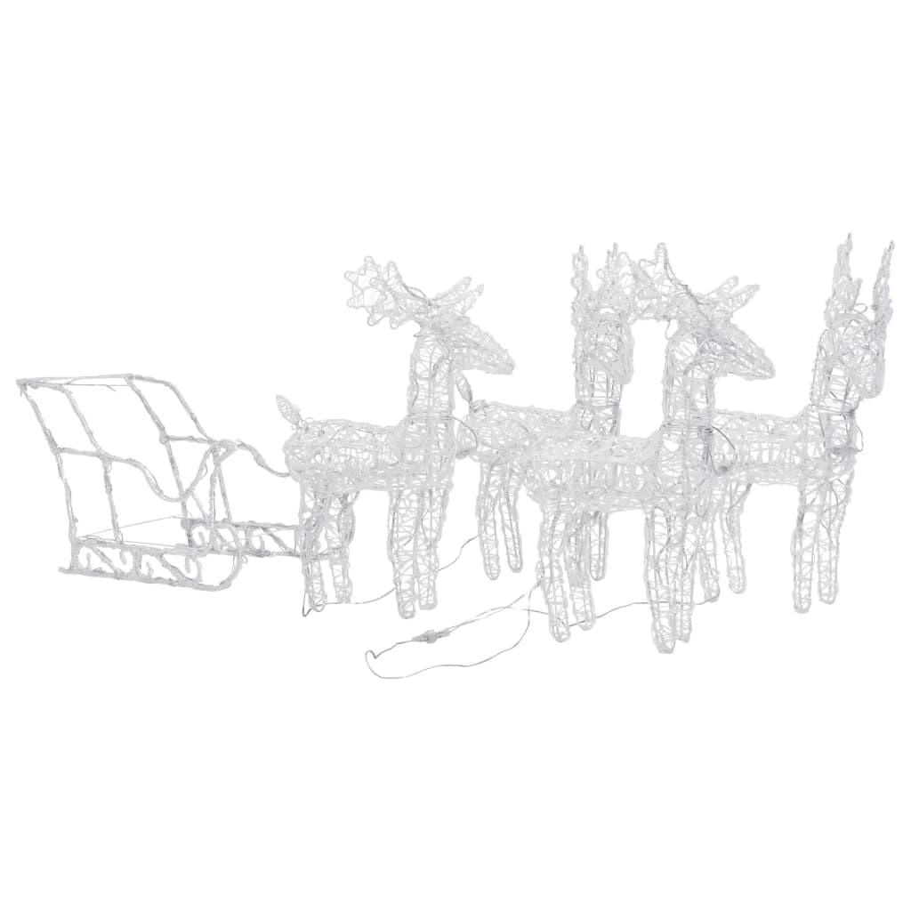 Kerstdecoratie Rendieren En Slee 280X28X55 Cm Acryl 1 43 x 11 x 55 cm (4 pcs) Warmwit