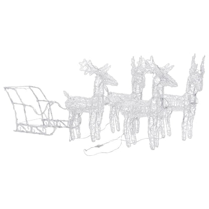 Kerstdecoratie Rendieren En Slee 280X28X55 Cm Acryl 1 43 x 11 x 55 cm (4 pcs) Warmwit