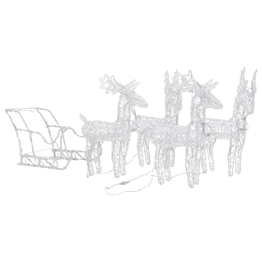 Kerstdecoratie Rendieren En Slee 280X28X55 Cm Acryl 1 43 x 11 x 55 cm (4 pcs) Warmwit
