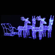 Kerstdecoratie rendieren en slee 280x28x55 cm acryl blauw