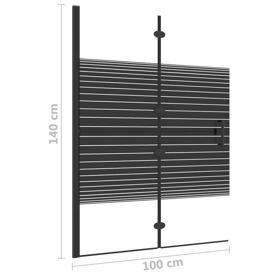 Douchewand inklapbaar 100x140 cm ESG zwart 100 x 140 cm