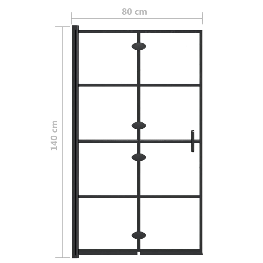 Douchewand Inklapbaar Zwart 80 x 140 cm
