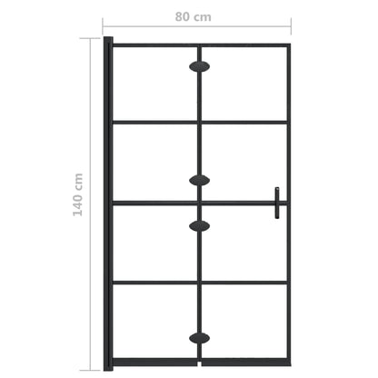 Douchewand Inklapbaar Zwart 80 x 140 cm
