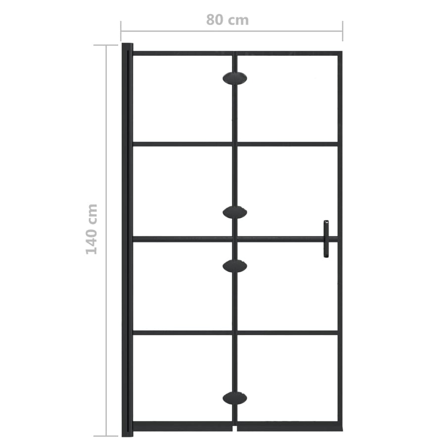 Douchewand Inklapbaar Zwart 80 x 140 cm