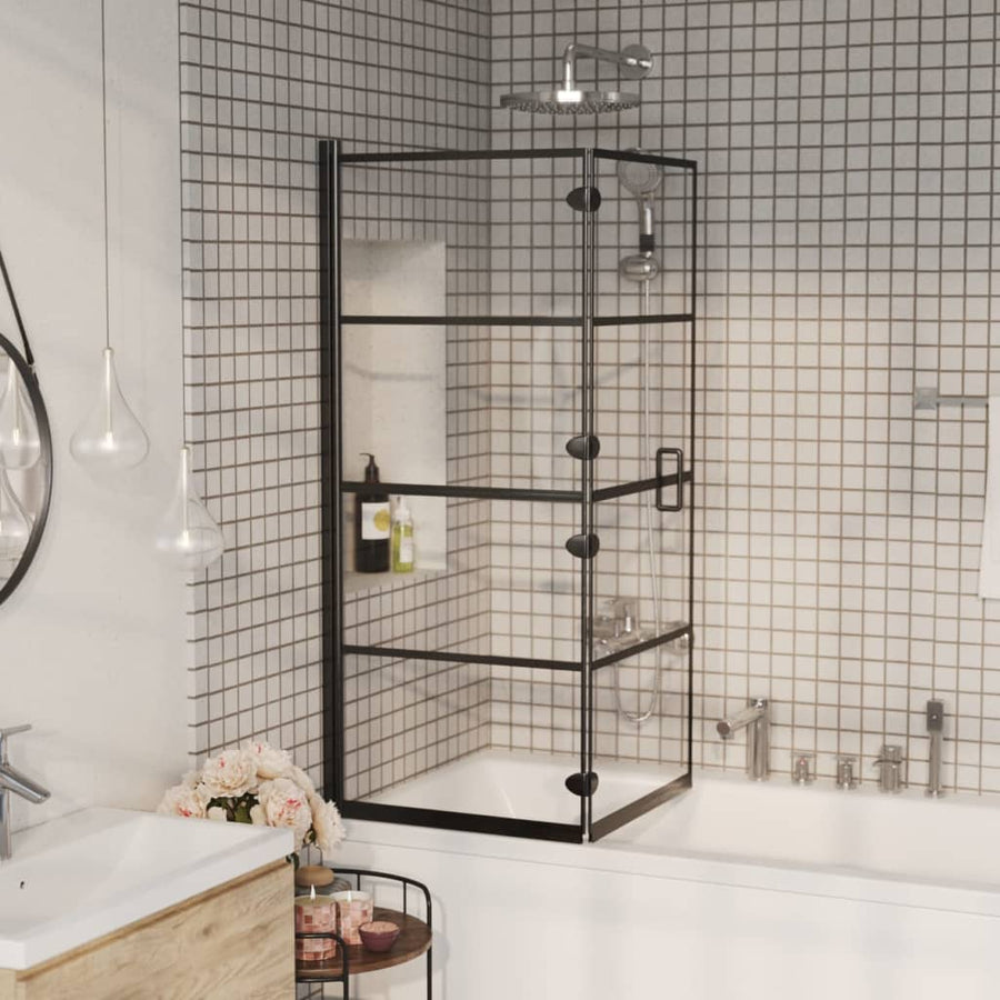 Douchewand Inklapbaar 80X140 Cm Zwart