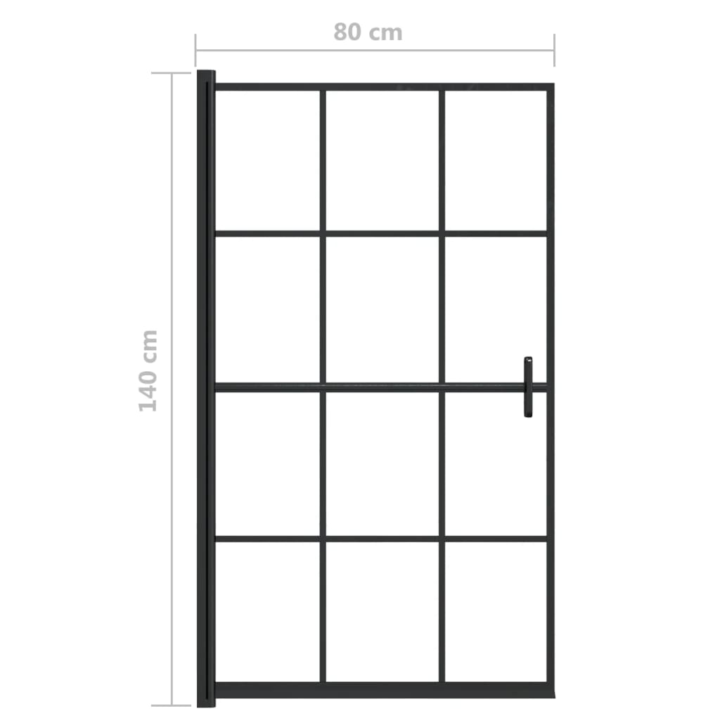 Douchewand Esg Zwart 80 x 140 cm
