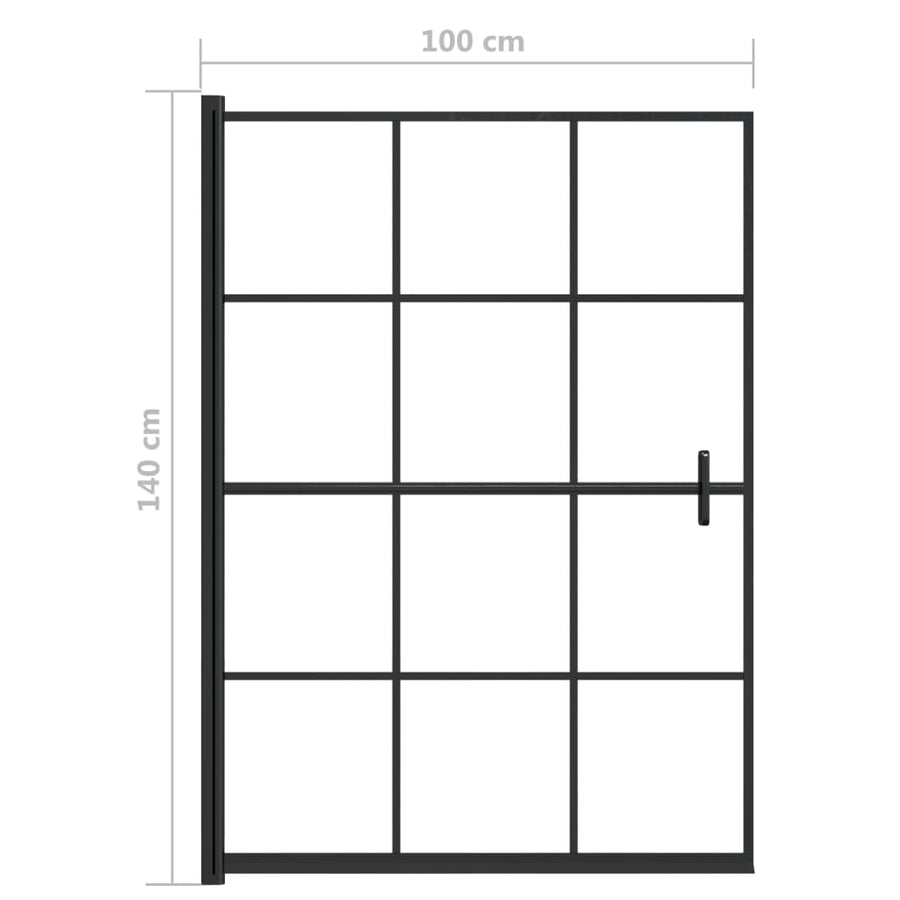Douchewand 100x140 cm ESG zwart 100 x 140 cm