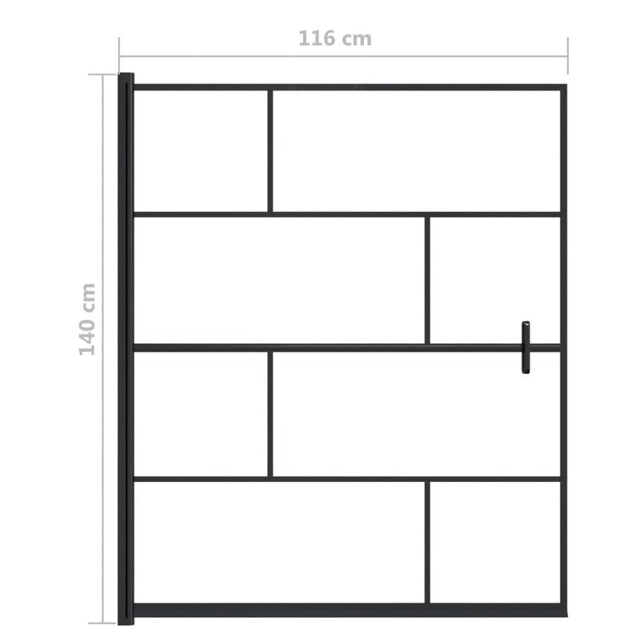 Douchewand 116x140 cm ESG zwart 116 x 140 cm