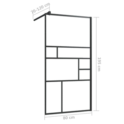 Inloopdouchewand Esg-Glas Transparant En 80 x 195 cm Zwart