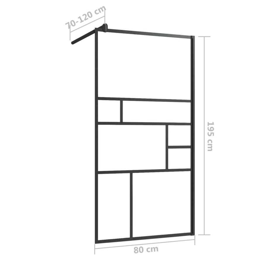 Inloopdouchewand Esg-Glas Transparant En 80 x 195 cm Zwart