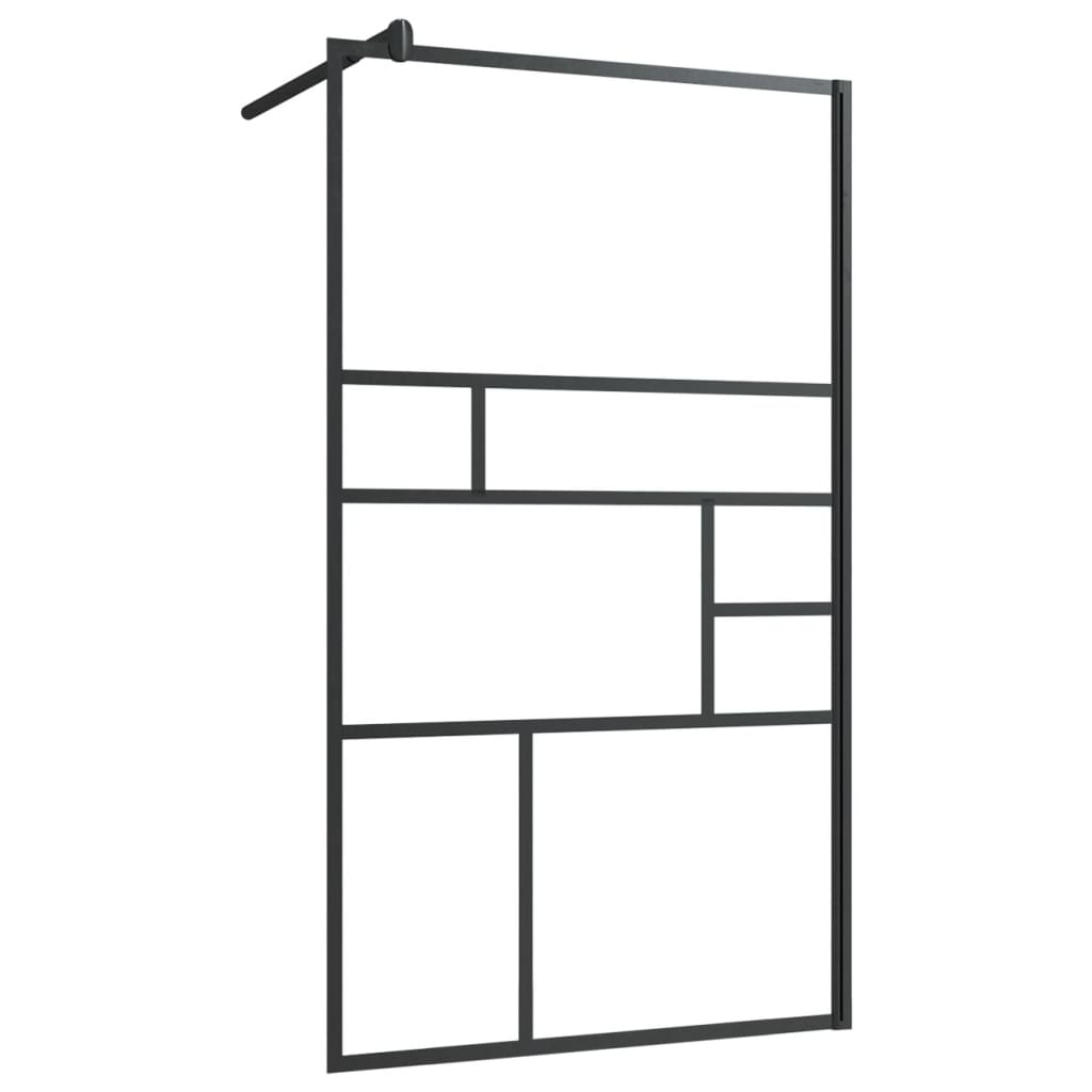 Inloopdouchewand 90x195 cm ESG-glas transparant en zwart 90 x 195 cm Zwart