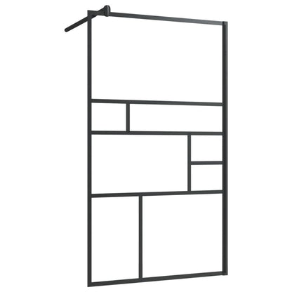 Inloopdouchewand 90x195 cm ESG-glas transparant en zwart 90 x 195 cm Zwart