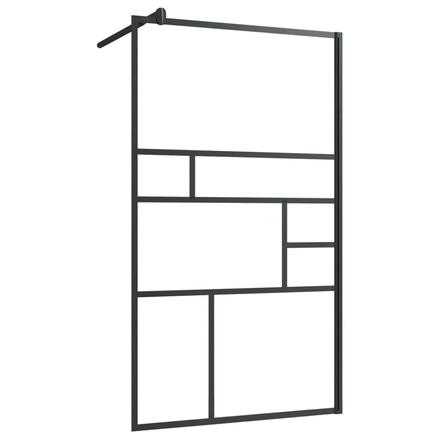 Inloopdouchewand 90x195 cm ESG-glas transparant en zwart 90 x 195 cm Zwart