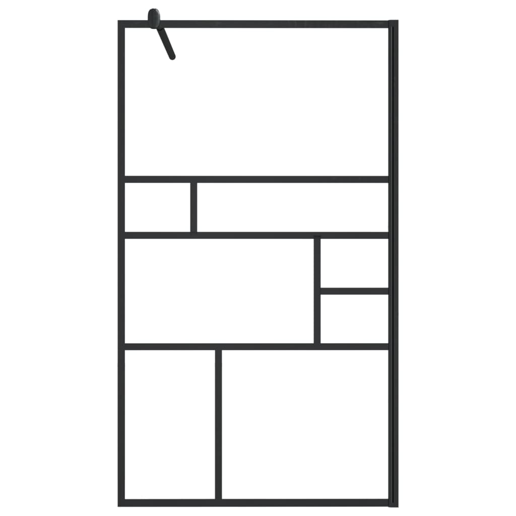 Inloopdouchewand 90x195 cm ESG-glas transparant en zwart 90 x 195 cm Zwart