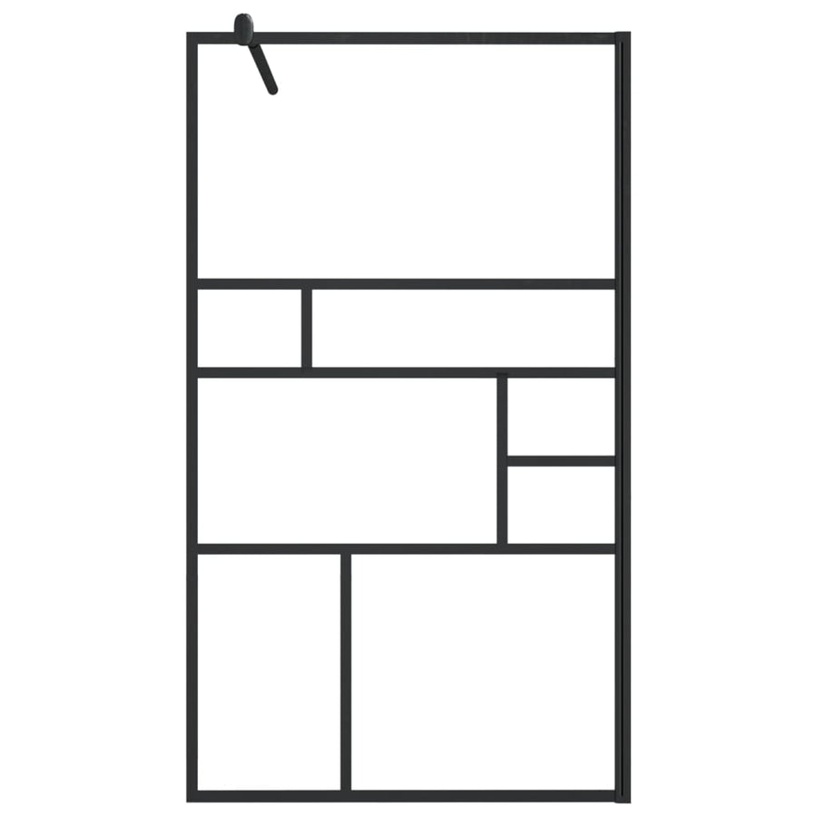 Inloopdouchewand 90x195 cm ESG-glas transparant en zwart 90 x 195 cm Zwart
