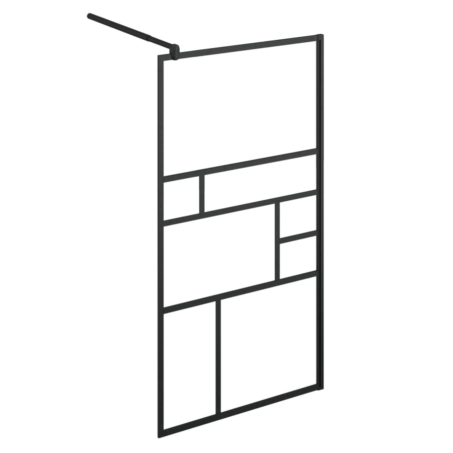 Inloopdouchewand 90x195 cm ESG-glas transparant en zwart 90 x 195 cm Zwart