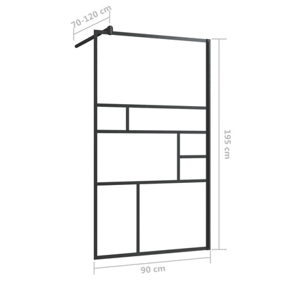 Inloopdouchewand 90x195 cm ESG-glas transparant en zwart 90 x 195 cm Zwart