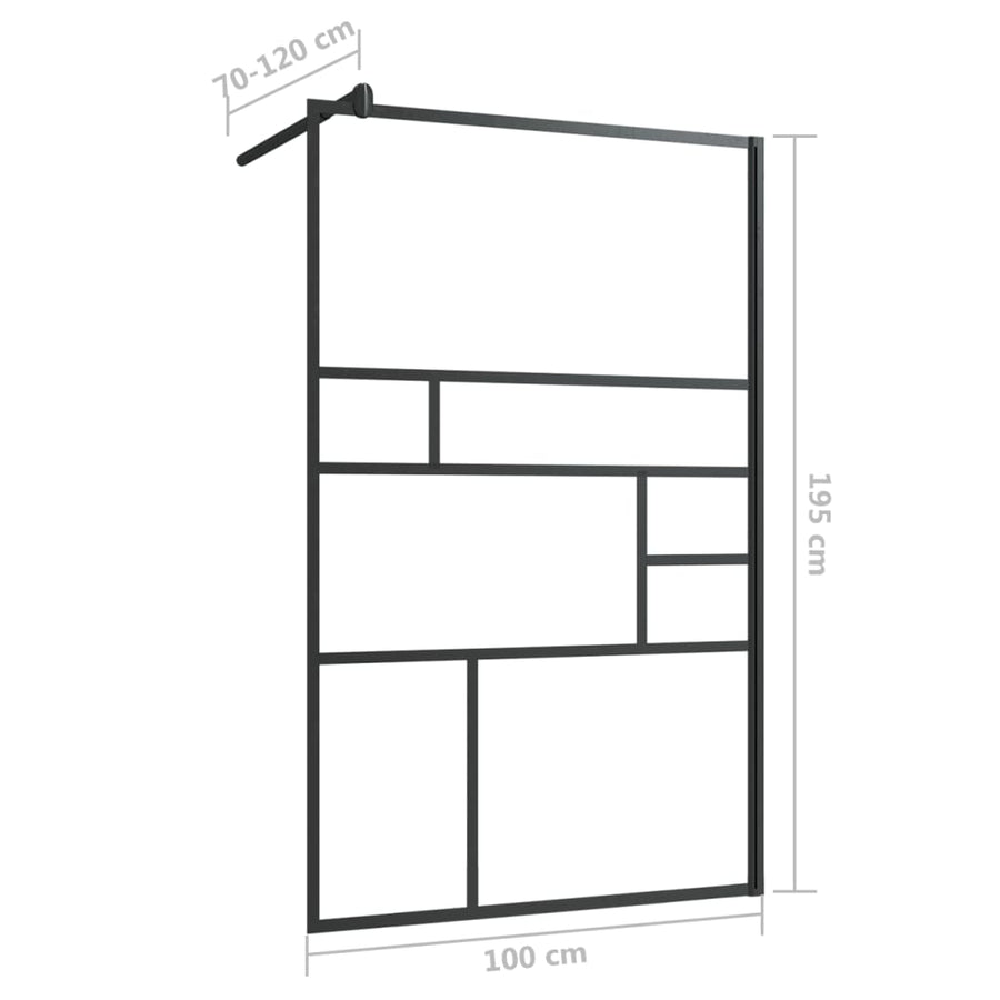 Inloopdouchewand Esg-Glas Transparant En 100 x 195 cm Zwart