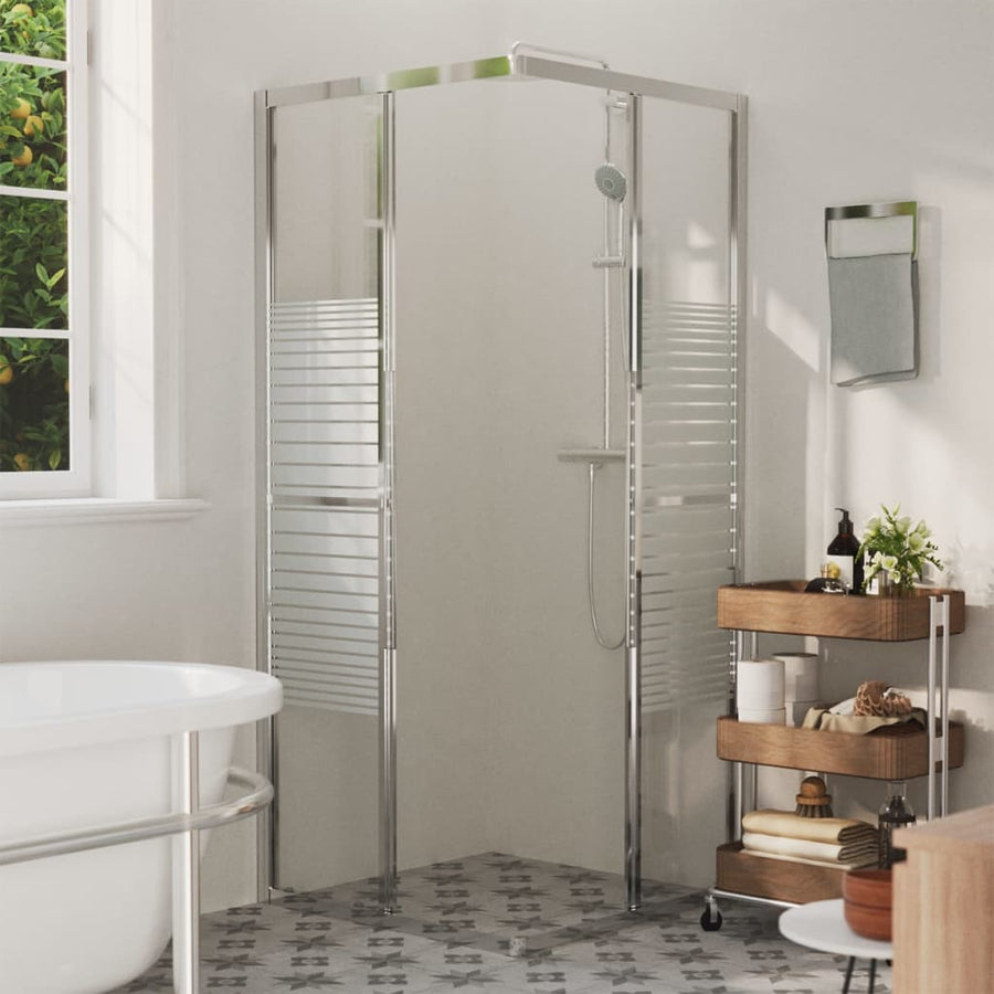 Douchecabine 80x80x180 cm ESG 80 x 80 x 180 cm Zilver en wit Doorzichtig