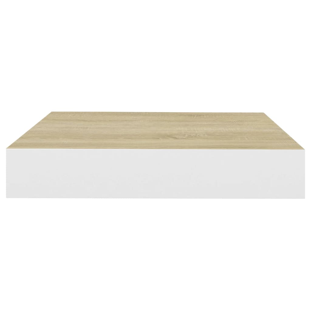 Wandschap Zwevend 23X23,5X3,8 Cm Mdf Kleurig En Eiken En Wit 1 23 x 23.5 x 3.8 cm