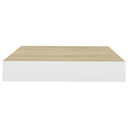 Wandschap Zwevend 23X23,5X3,8 Cm Mdf Kleurig En Eiken En Wit 1 23 x 23.5 x 3.8 cm