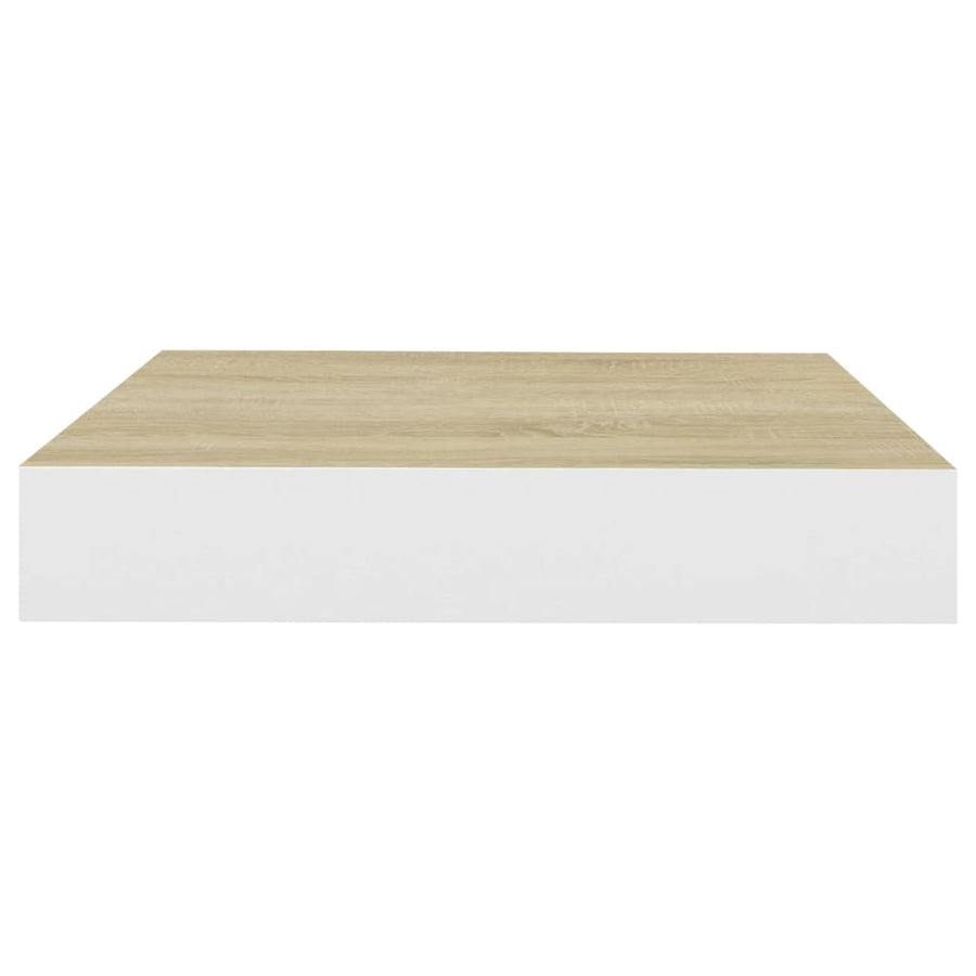 Wandschap Zwevend 23X23,5X3,8 Cm Mdf Kleurig En Eiken En Wit 1 23 x 23.5 x 3.8 cm