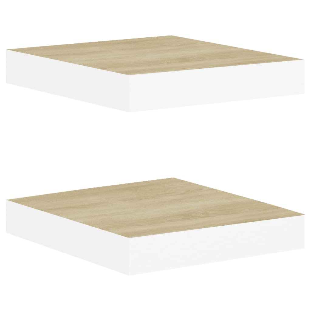 Wandschappen Zwevend 3X3,5X3,8 Cm Mdf Kleurig Eiken En Wit 2 23 x 23.5 x 3.8 cm