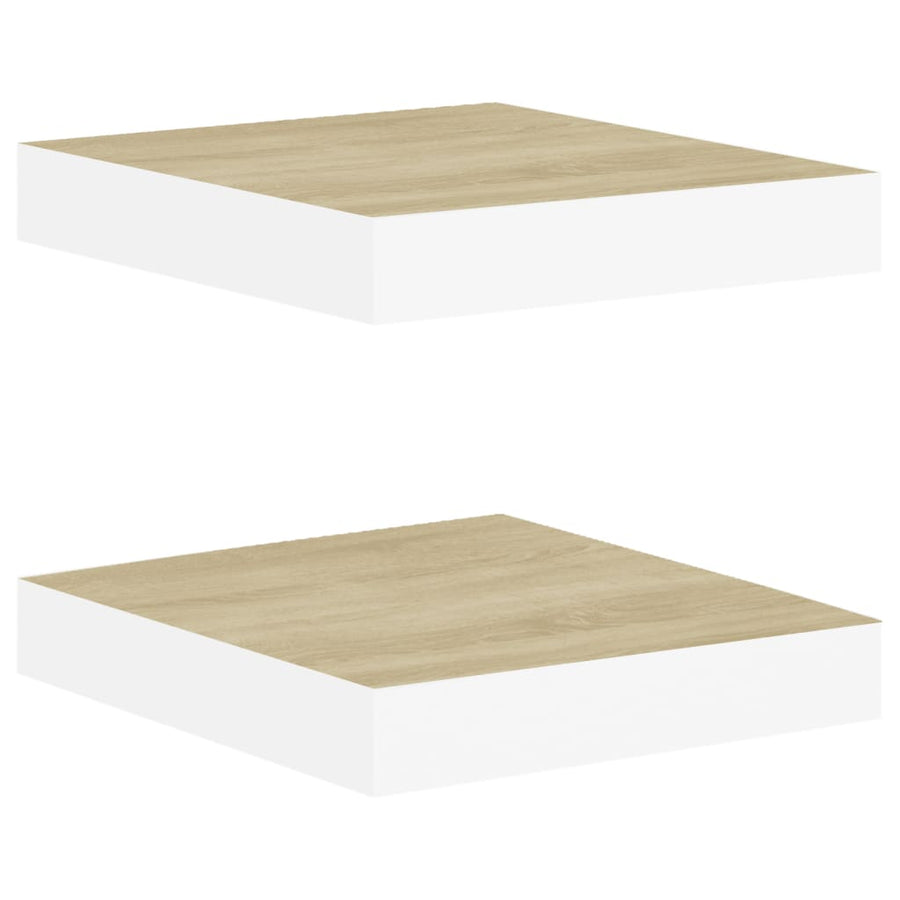 Wandschappen Zwevend 3X3,5X3,8 Cm Mdf Kleurig Eiken En Wit 2 23 x 23.5 x 3.8 cm