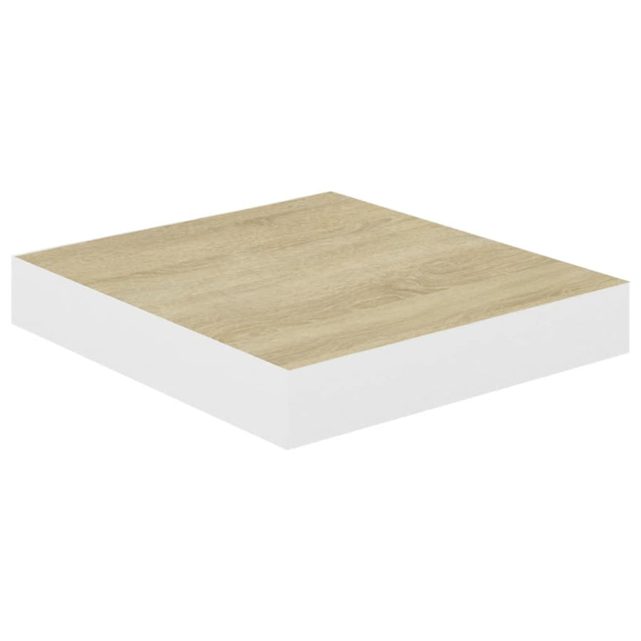 Wandschappen Zwevend 3X3,5X3,8 Cm Mdf Kleurig Eiken En Wit 2 23 x 23.5 x 3.8 cm