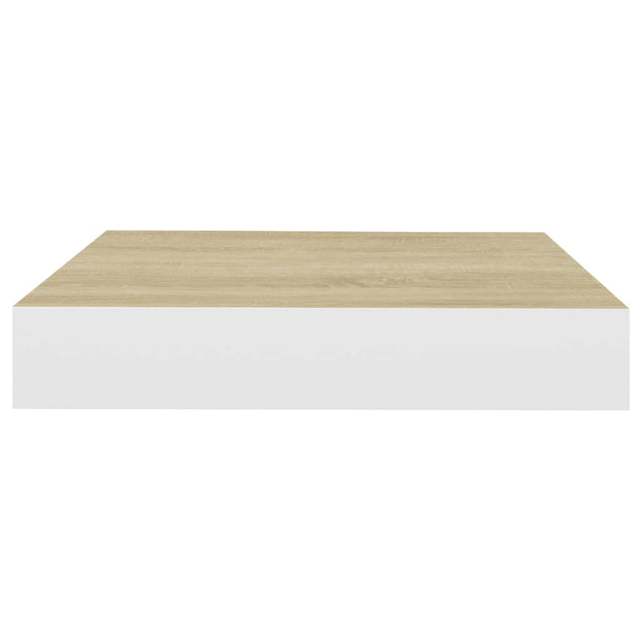 Wandschappen Zwevend 3X3,5X3,8 Cm Mdf Kleurig Eiken En Wit 2 23 x 23.5 x 3.8 cm