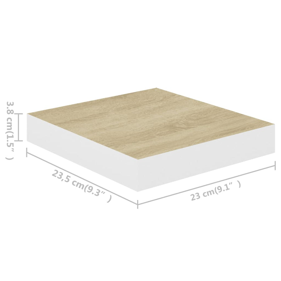 Wandschappen Zwevend 3X3,5X3,8 Cm Mdf Kleurig Eiken En Wit 2 23 x 23.5 x 3.8 cm