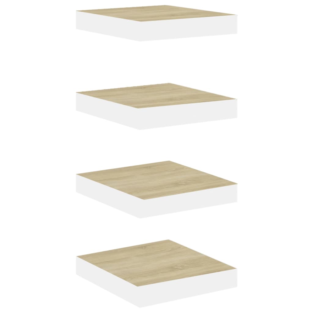 Wandschappen Zwevend 23X23,5X3,8 Cm Mdf Kleurig Eiken En Wit 4 23 x 23.5 x 3.8 cm