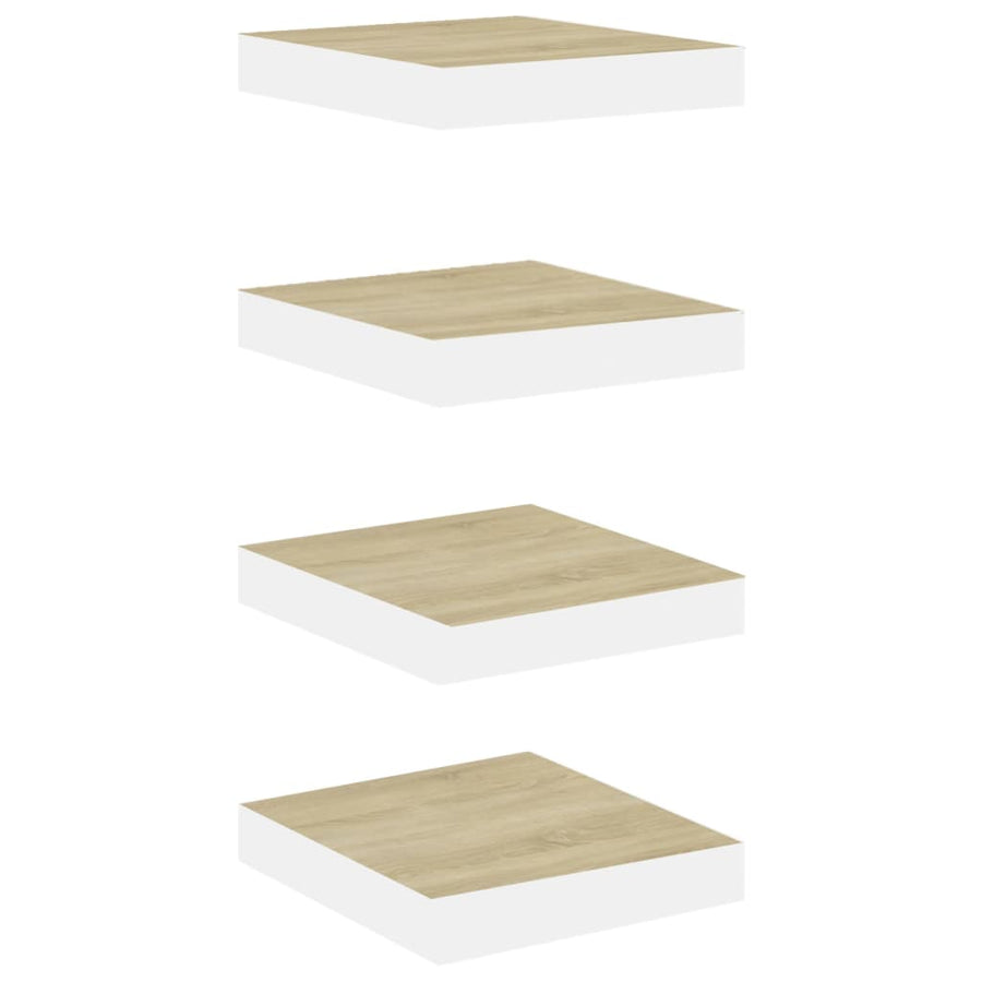 Wandschappen Zwevend 23X23,5X3,8 Cm Mdf Kleurig Eiken En Wit 4 23 x 23.5 x 3.8 cm