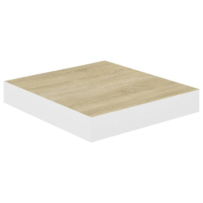 Wandschappen Zwevend 23X23,5X3,8 Cm Mdf Kleurig Eiken En Wit 4 23 x 23.5 x 3.8 cm