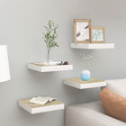Wandschappen zwevend 4 st 23x23,5x3,8 cm MDF eikenkleurig