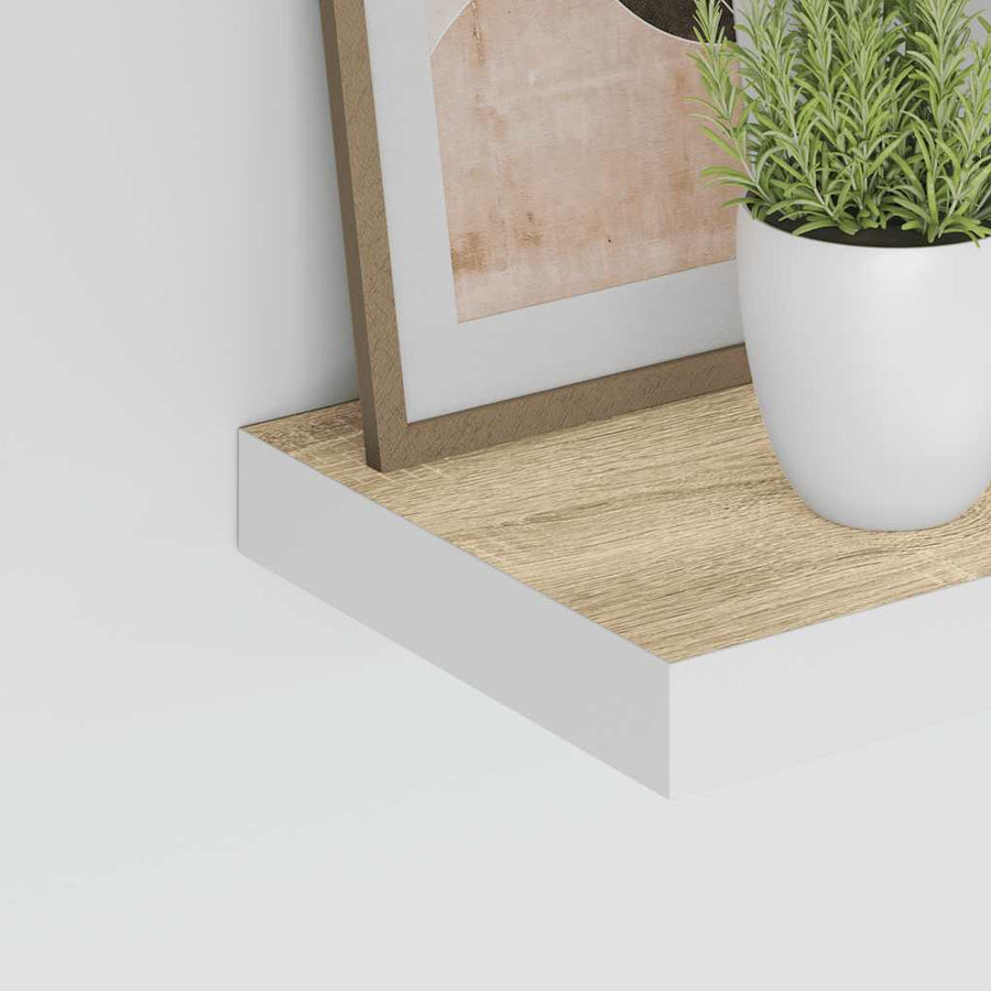 Wandschap zwevend 40x23x3,8 cm MDF eikenkleurig en wit