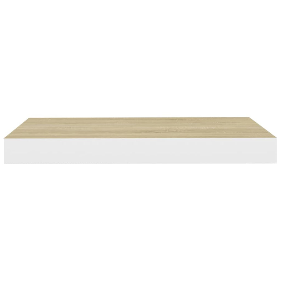 Wandschap zwevend 40x23x3,8 cm MDF eikenkleurig en wit