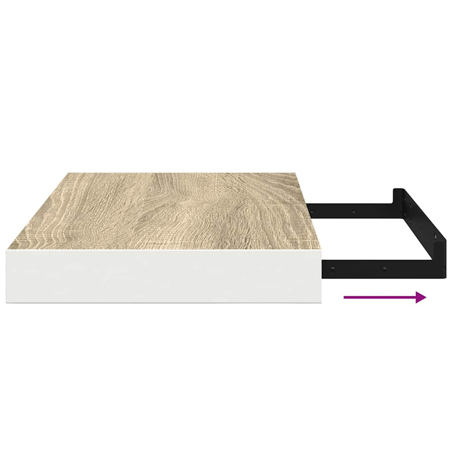 Wandschap zwevend 40x23x3,8 cm MDF eikenkleurig en wit