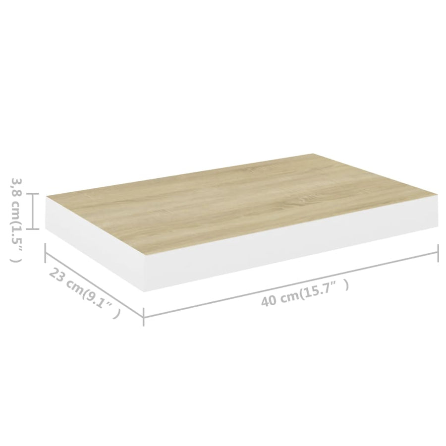 Wandschappen Zwevend 40X3X3,8 Cm Mdf Kleurig En Eiken En Wit 2 40 x 23 x 3.8 cm