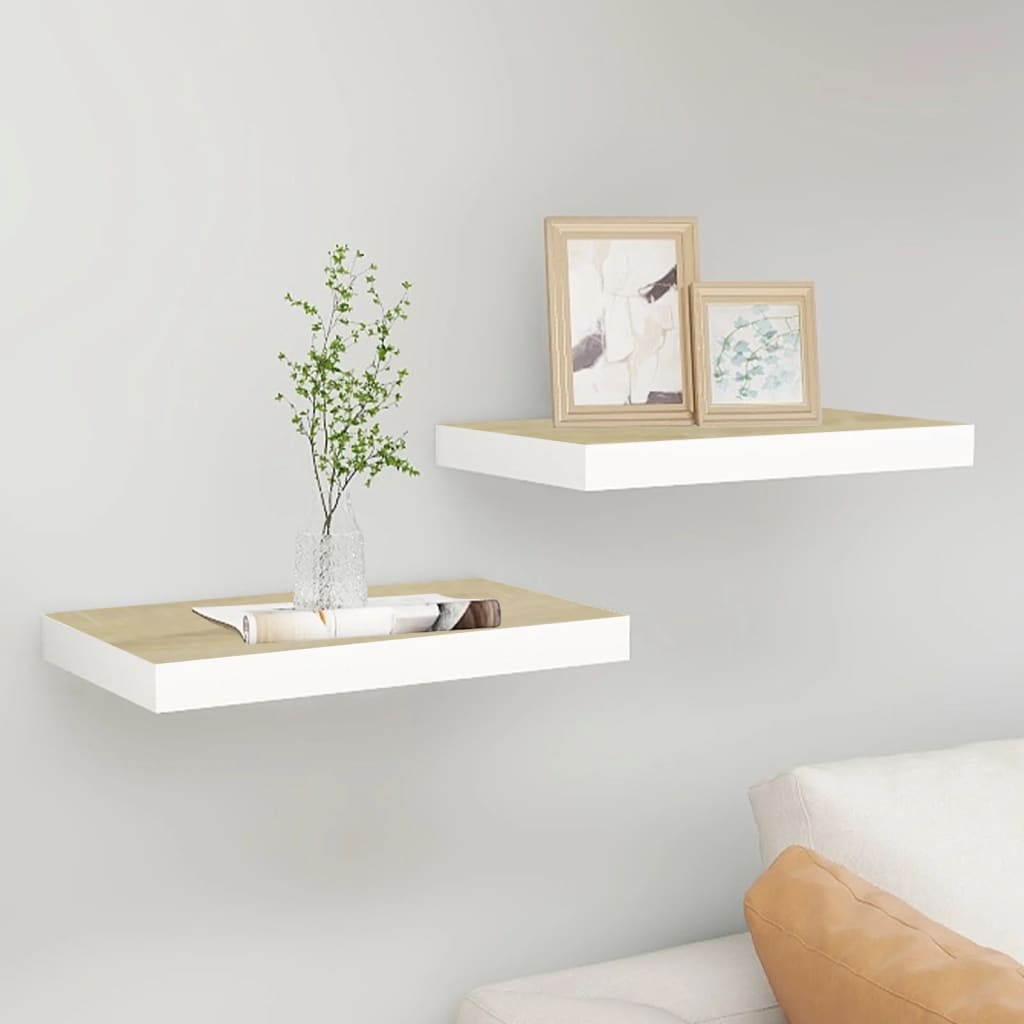Wandschappen Zwevend 40X3X3,8 Cm Mdf Kleurig En Eiken En Wit 2 40 x 23 x 3.8 cm