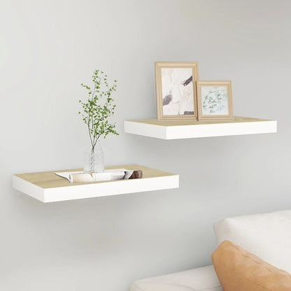 Wandschappen Zwevend 40X3X3,8 Cm Mdf Kleurig En Eiken En Wit 2 40 x 23 x 3.8 cm