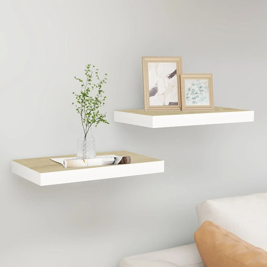 Wandschappen Zwevend 40X3X3,8 Cm Mdf Kleurig En Eiken En Wit 2 40 x 23 x 3.8 cm